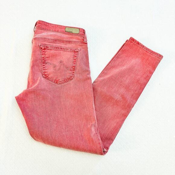 AG The Stevie Ankle Slim Straight Ankle Pink Colored Denim Jeans Size 30 - Picture 3 of 7